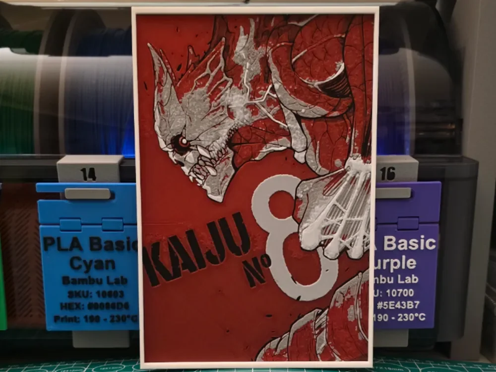 Kaiju No. 8 Poster - Hueforge Art by Lumpy3D HueForge model: Kaiju No. 8 Poster - Hueforge Art by Lumpy3D