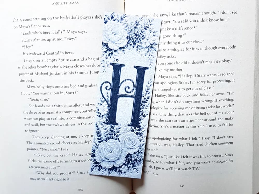 Bookmark, Monogram H, Floral Background, Hueforge Bookmark, Monogram H, Floral Background, Hueforge