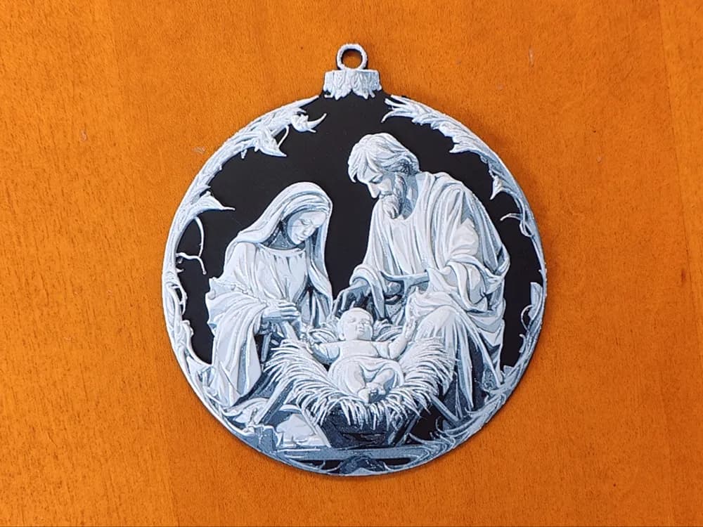 Nativity Christmas Tree Ornament Bauble Decoration by Sarge HueForge model: Nativity Christmas Tree Ornament Bauble Decoration by Sarge