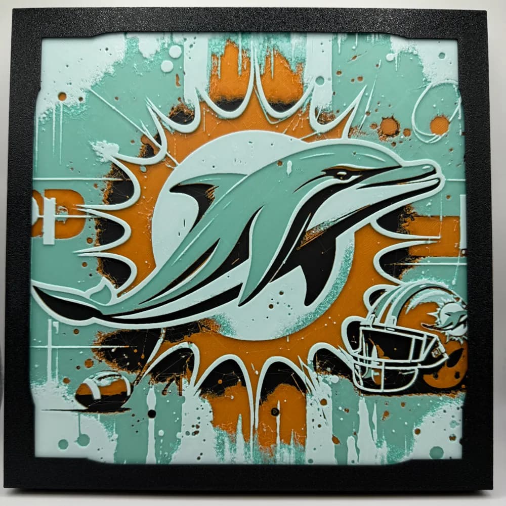 Miami Dolphins - NFL Hueforge by Canadian Gamer HueForge model: Miami Dolphins - NFL Hueforge by Canadian Gamer
