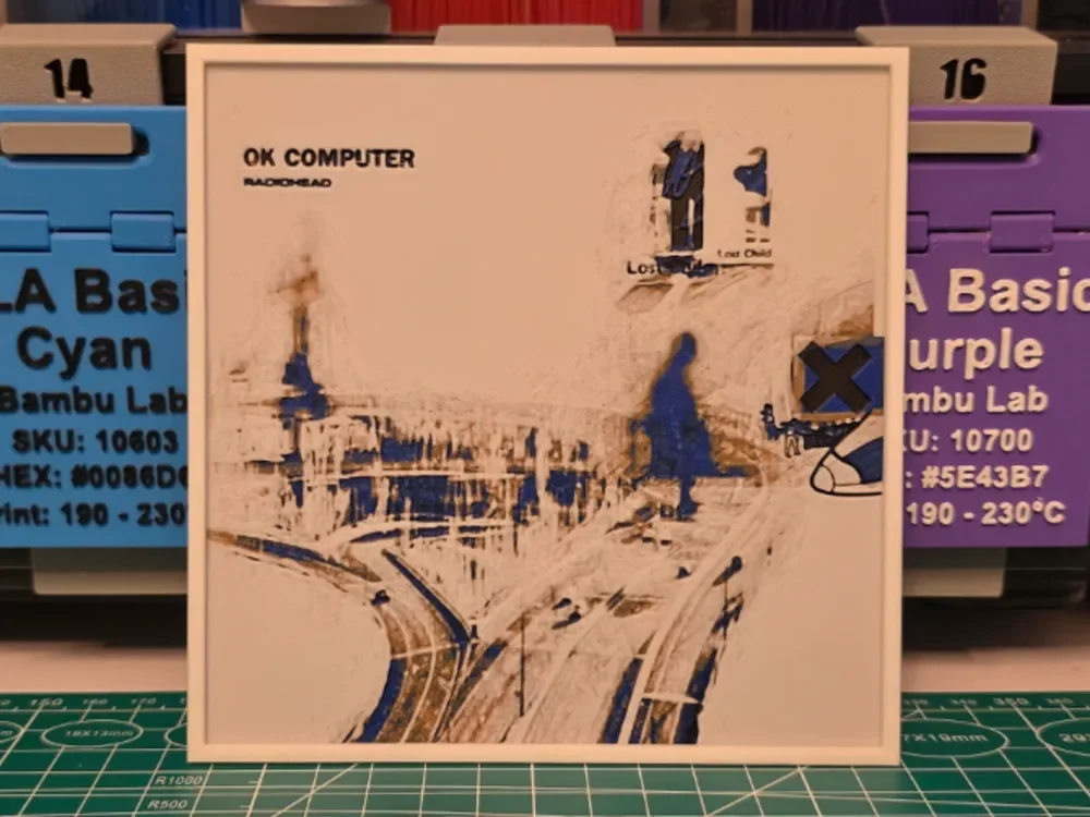 Radiohead "OK Computer" Album - Hueforge Art by Lumpy3D HueForge model: Radiohead "OK Computer" Album - Hueforge Art by Lumpy3D