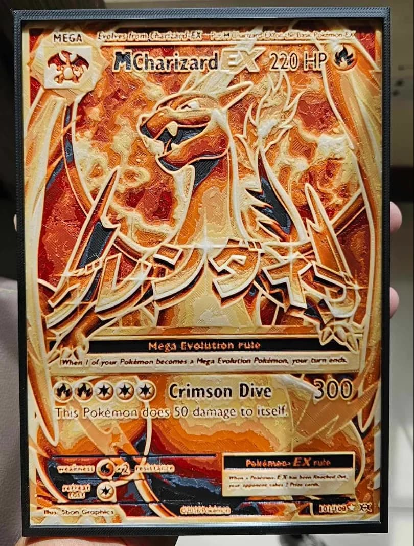 Oversized Pokemon Card Mega Charizard EX -Hueforge by Loki HueForge model: Oversized Pokemon Card Mega Charizard EX -Hueforge by Loki