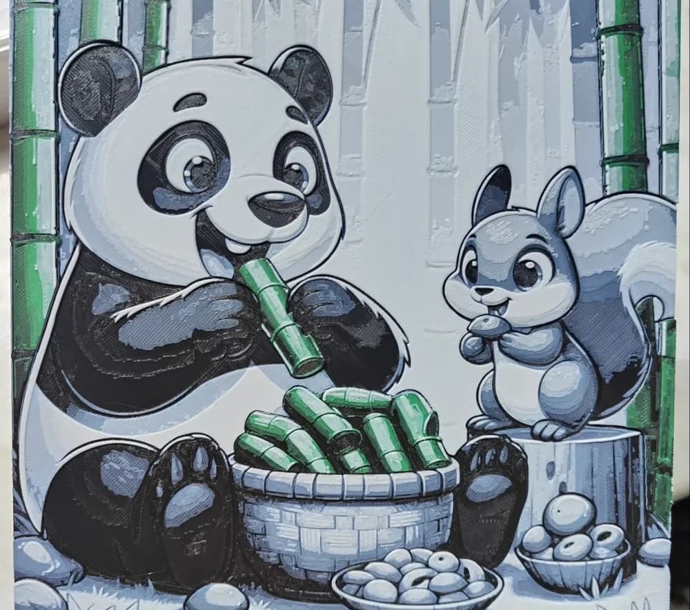 HueForge model: Panda with Squirrel - Hueforge by BeaN