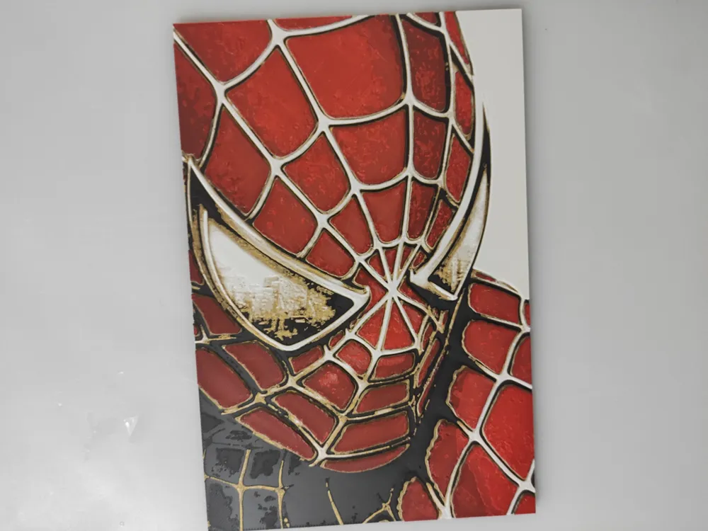 Spiderman Headshot Closeup by 3djd HueForge model: Spiderman Headshot Closeup by 3djd