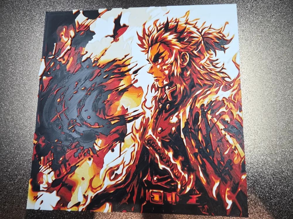 Rengoku Flames 200x200mm hueforge by jhin27 HueForge model: Rengoku Flames 200x200mm hueforge by jhin27