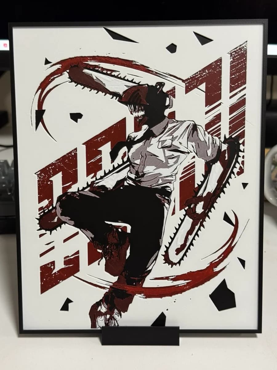 Chainsaw Man - Denji in Action by Strata Prints HueForge model: Chainsaw Man - Denji in Action by Strata Prints