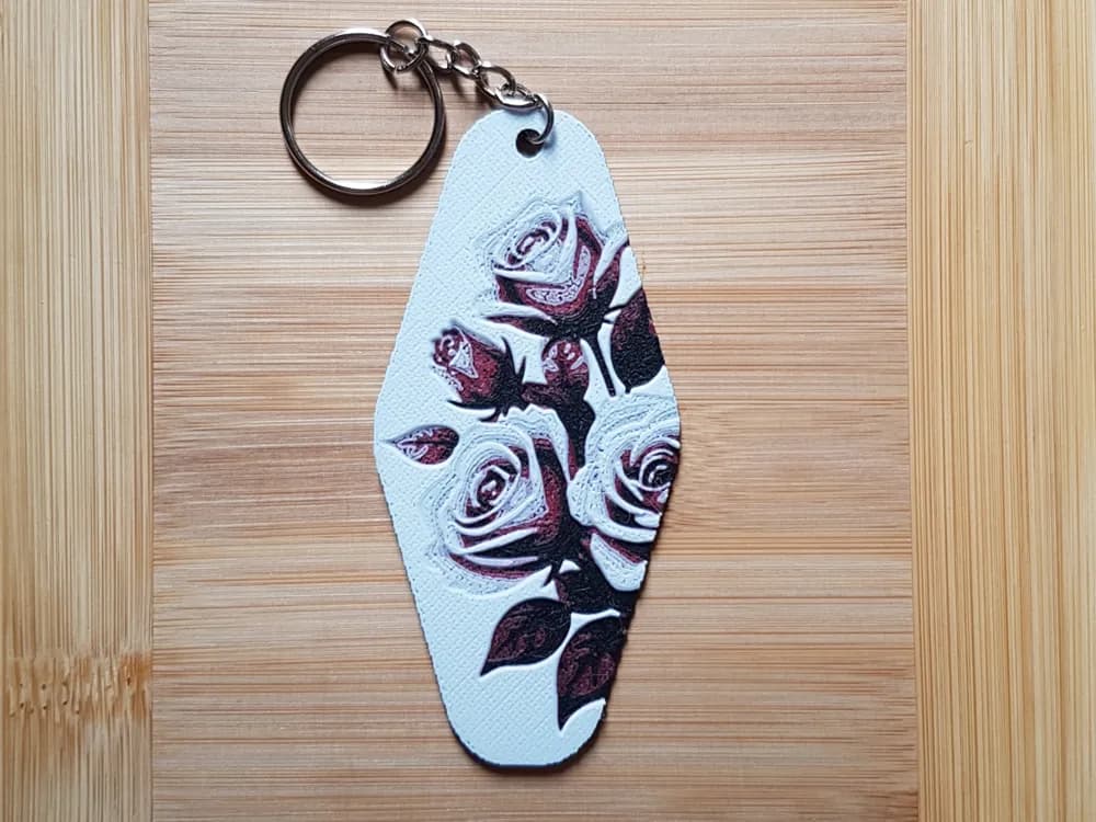 Hotel/Motel Style Keychain, Roses by Dame Jo HueForge model: Hotel/Motel Style Keychain, Roses by Dame Jo