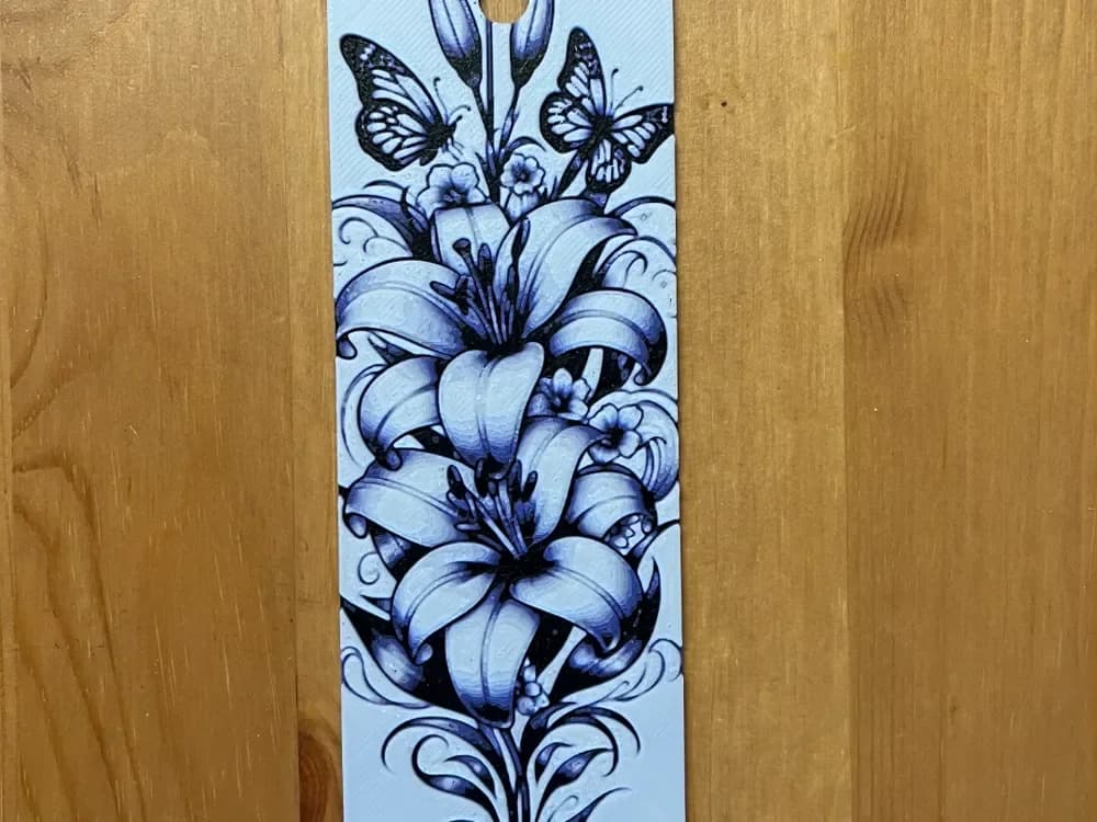 lilies and butterflies bookmark by Morganja HueForge model: lilies and butterflies bookmark by Morganja