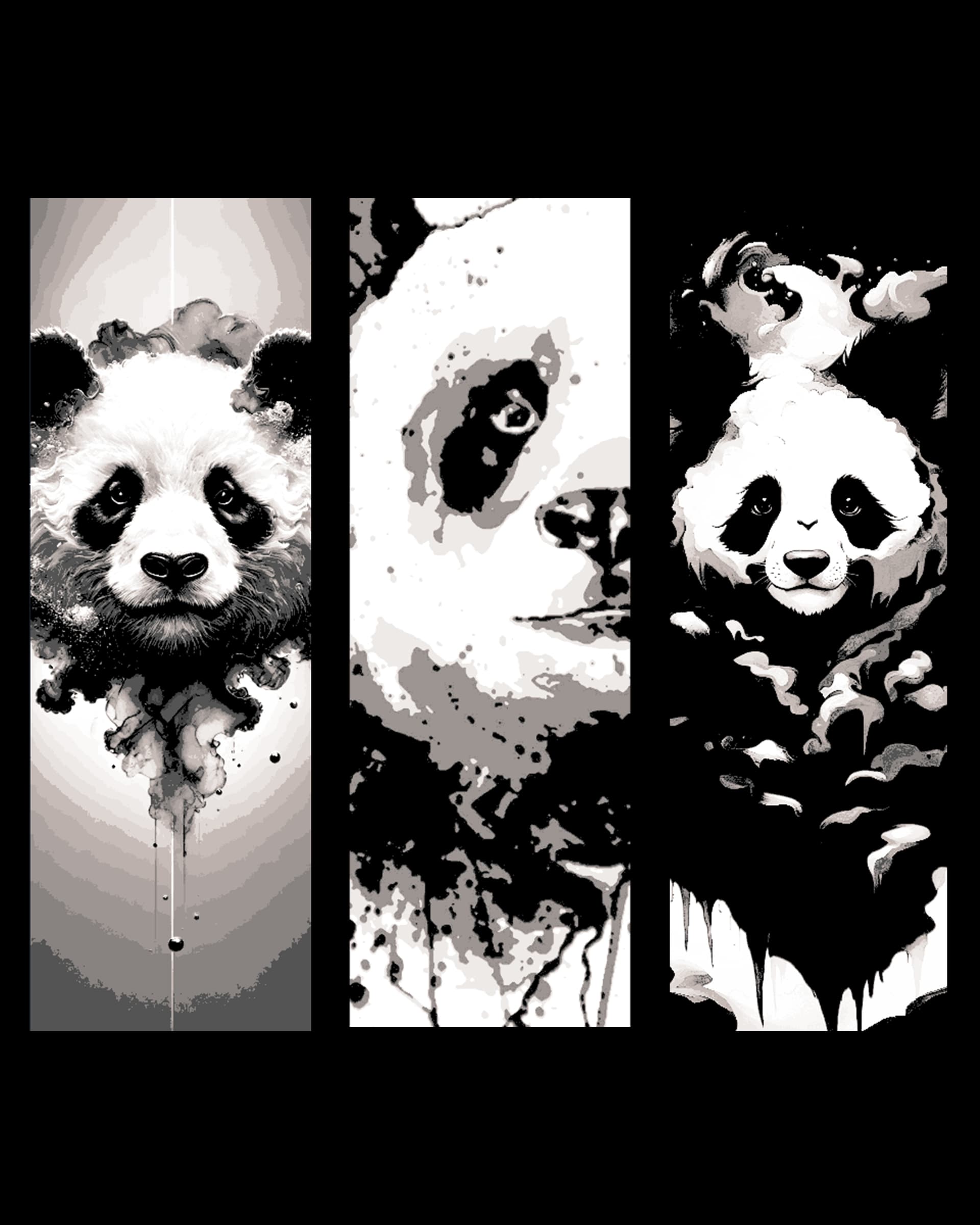 rough artistic designs and images of Panda Bears - Set of Bookmarks by BooneCo3d HueForge model: rough artistic designs and images of Panda Bears - Set of Bookmarks by BooneCo3d