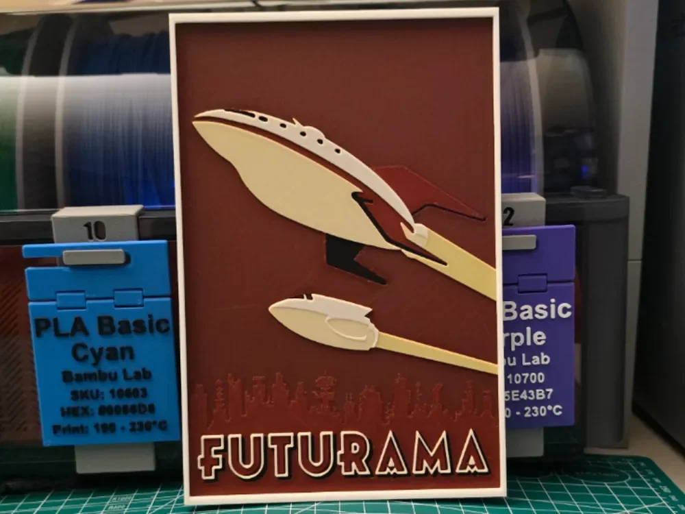Futurama Poster - Hueforge Art by Lumpy3D HueForge model: Futurama Poster - Hueforge Art by Lumpy3D