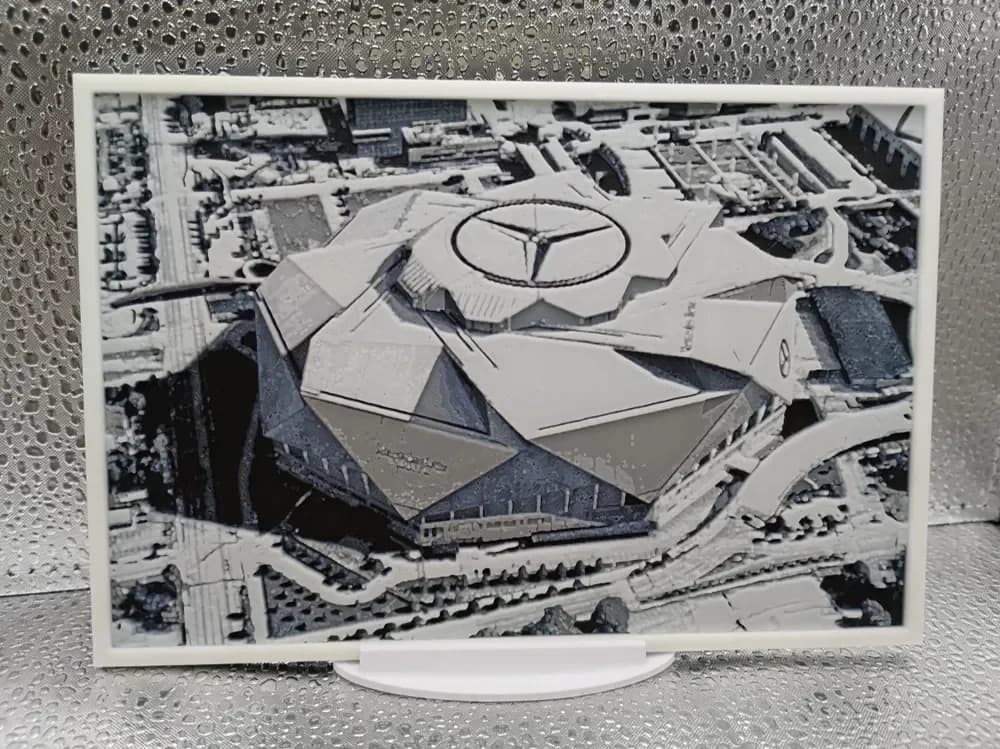 Atlanta Falcons – Mercedes-Benz Stadium Hueforge by Borishotch Industries HueForge model: Atlanta Falcons – Mercedes-Benz Stadium Hueforge by Borishotch Industries