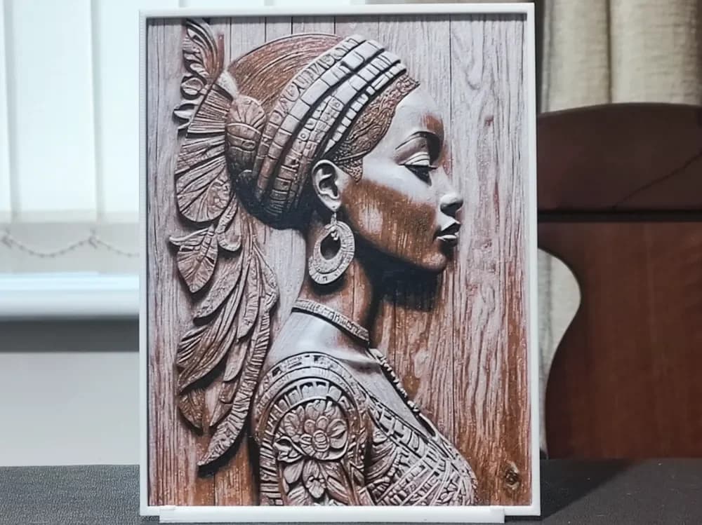 Carved African Beauty - HueForge 3 Color by BoDad HueForge model: Carved African Beauty - HueForge 3 Color by BoDad