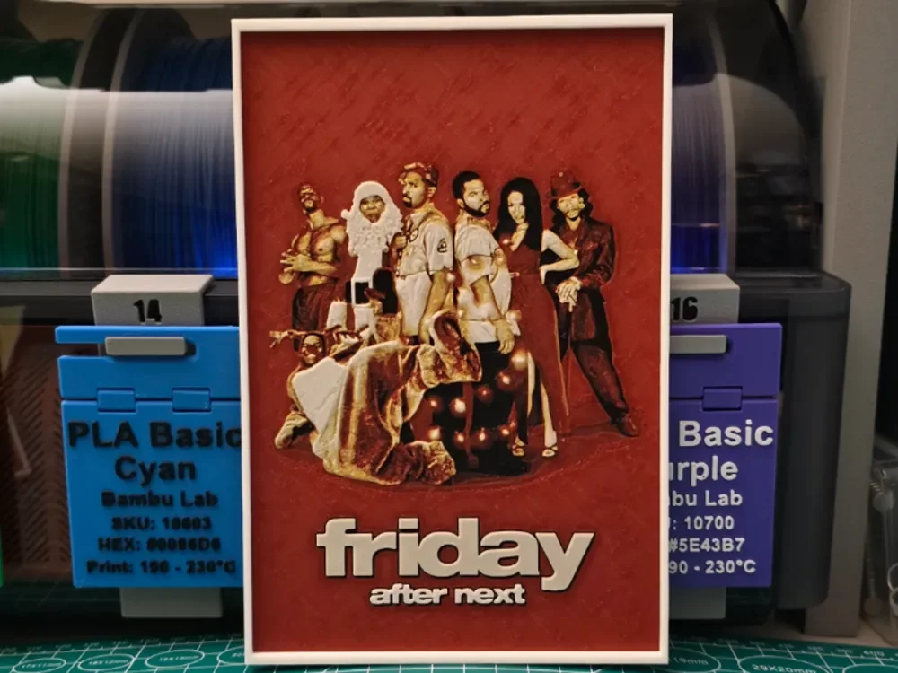 Friday After Next Movie Poster - Hueforge Art by Lumpy3D HueForge model: Friday After Next Movie Poster - Hueforge Art by Lumpy3D