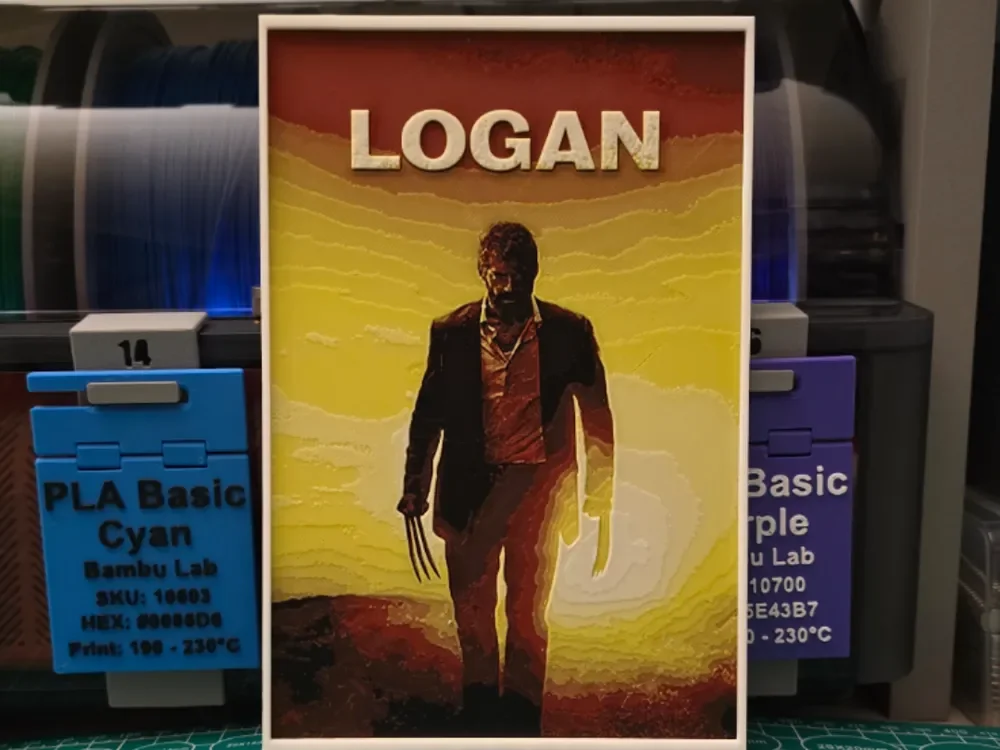 Logan Movie Poster - Hueforge Art by Lumpy3D HueForge model: Logan Movie Poster - Hueforge Art by Lumpy3D