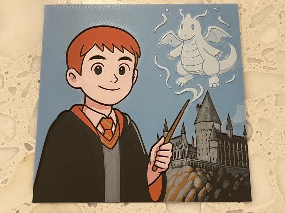 Hogwarts Student Summoning Dragonite Patronus by FantasyZ HueForge model: Hogwarts Student Summoning Dragonite Patronus by FantasyZ