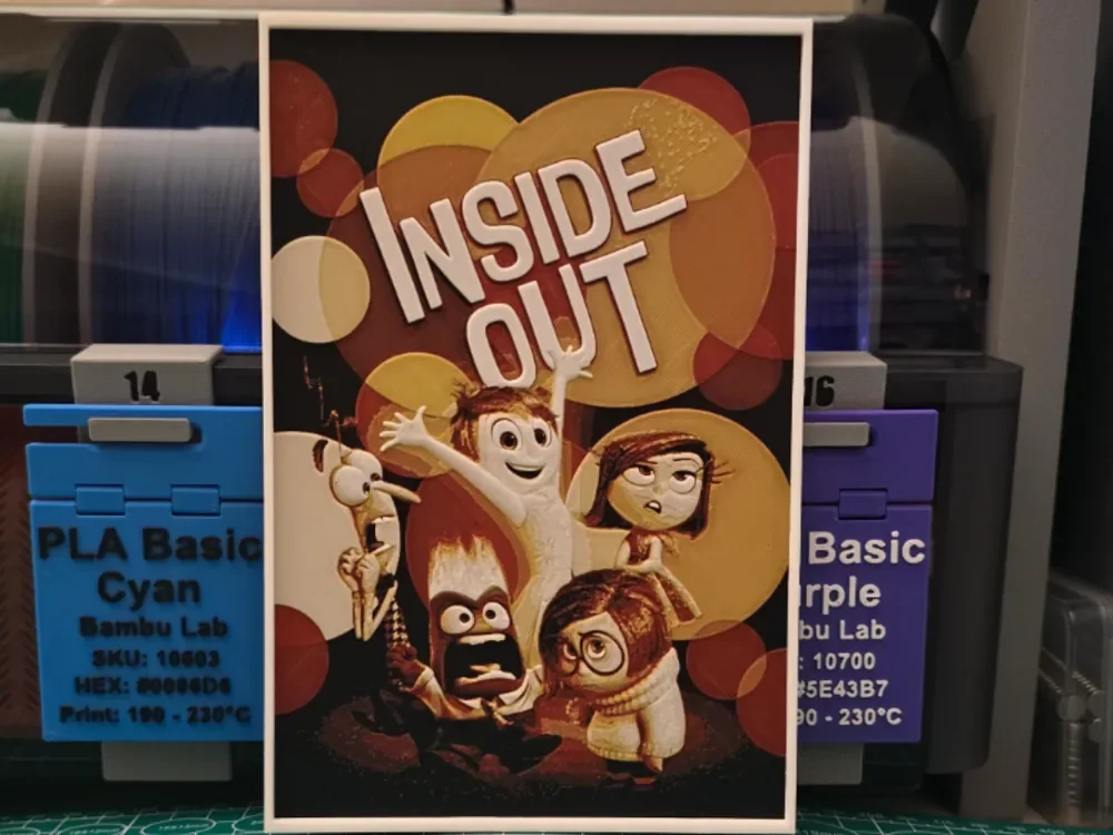 Inside Out Movie Poster -Hueforge Art by Lumpy3D HueForge model: Inside Out Movie Poster -Hueforge Art by Lumpy3D