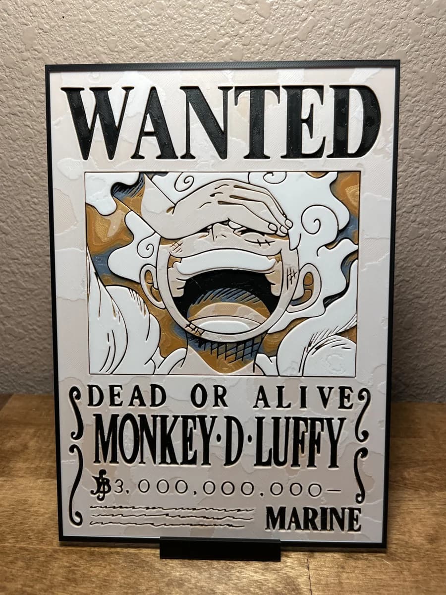 Luffy - Wanted Poster by Cloudy Nostalgia HueForge model: Luffy - Wanted Poster by Cloudy Nostalgia