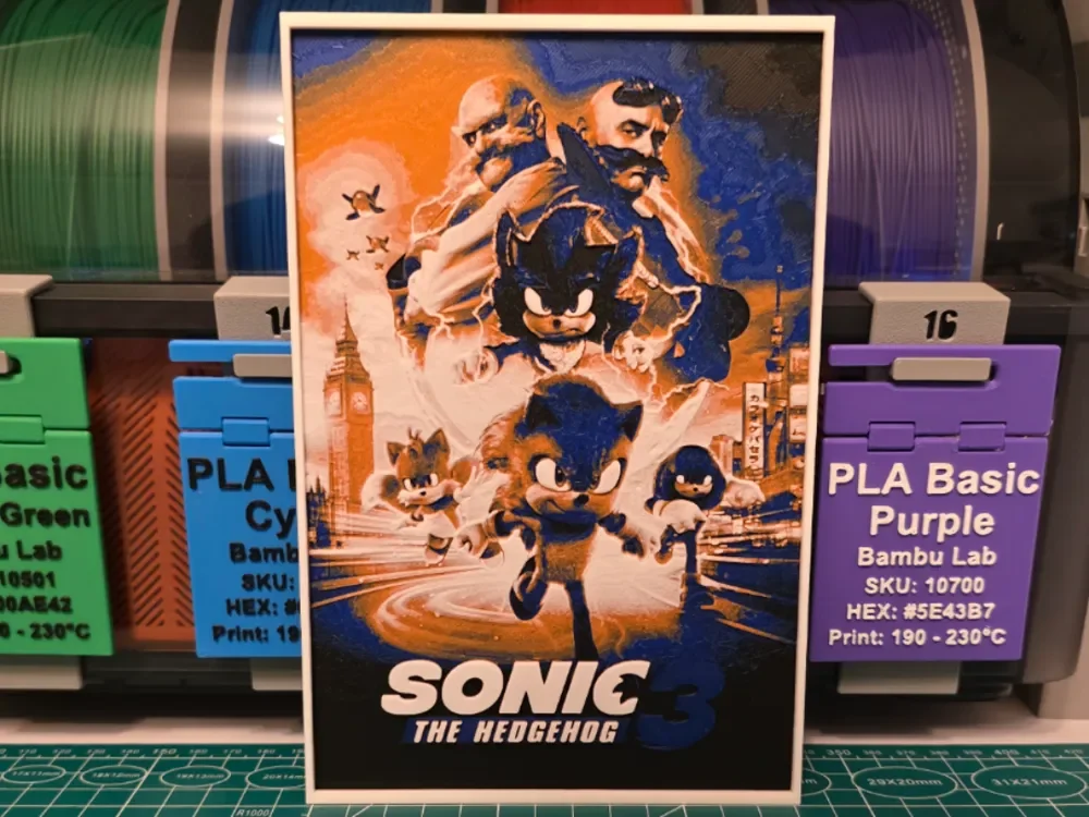 Sonic the Hedgehog 3 Movie Poster - Hueforge Art by Lumpy3D HueForge model: Sonic the Hedgehog 3 Movie Poster - Hueforge Art by Lumpy3D