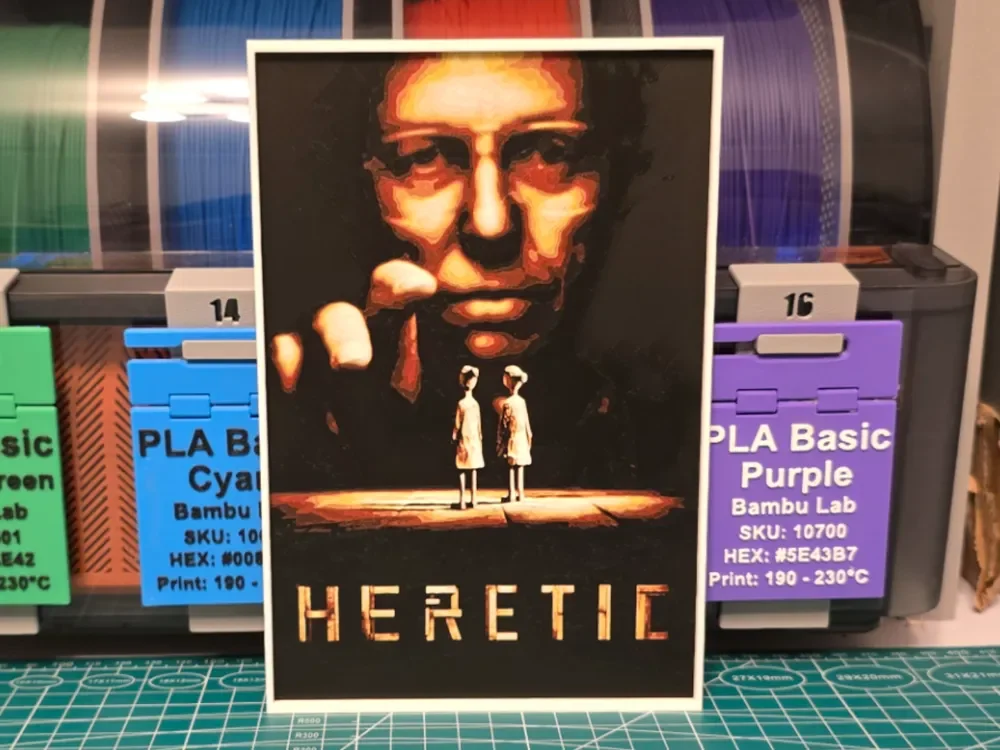 Heretic Movie Poster - Hueforge Art by Lumpy3D HueForge model: Heretic Movie Poster - Hueforge Art by Lumpy3D