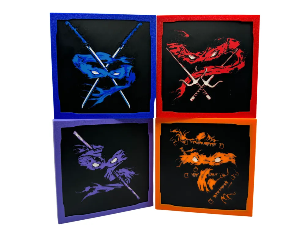 HueForge model: Teenage Mutant Ninja Turtles - TMNT Mask & Weapons by Canadian Gamer