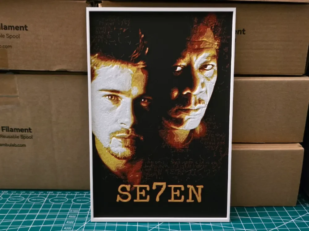 Se7en Movie Poster - Hueforge Art by Lumpy3D HueForge model: Se7en Movie Poster - Hueforge Art by Lumpy3D