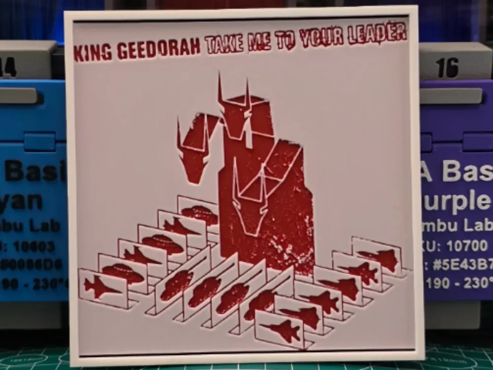 King Geedorah "Take Me To Your Leader" Album Art by Lumpy3D HueForge model: King Geedorah "Take Me To Your Leader" Album Art by Lumpy3D