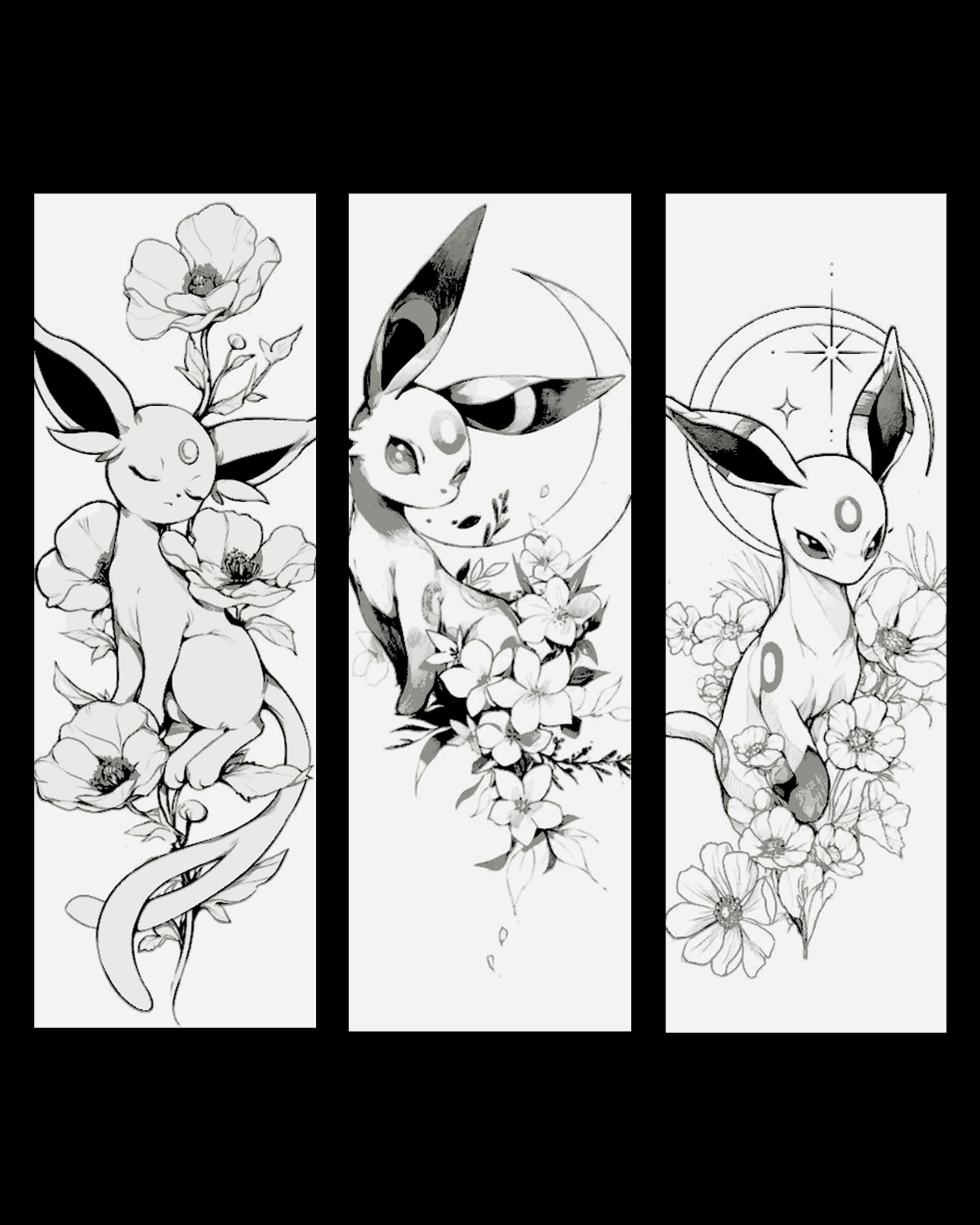 Black and White Sketches of Eevolution Espeon from Pokemon - Hueforge Bookmark Fanart Black and White Sketches of Eevolution Espeon from Pokemon - Hueforge Bookmark Fanart
