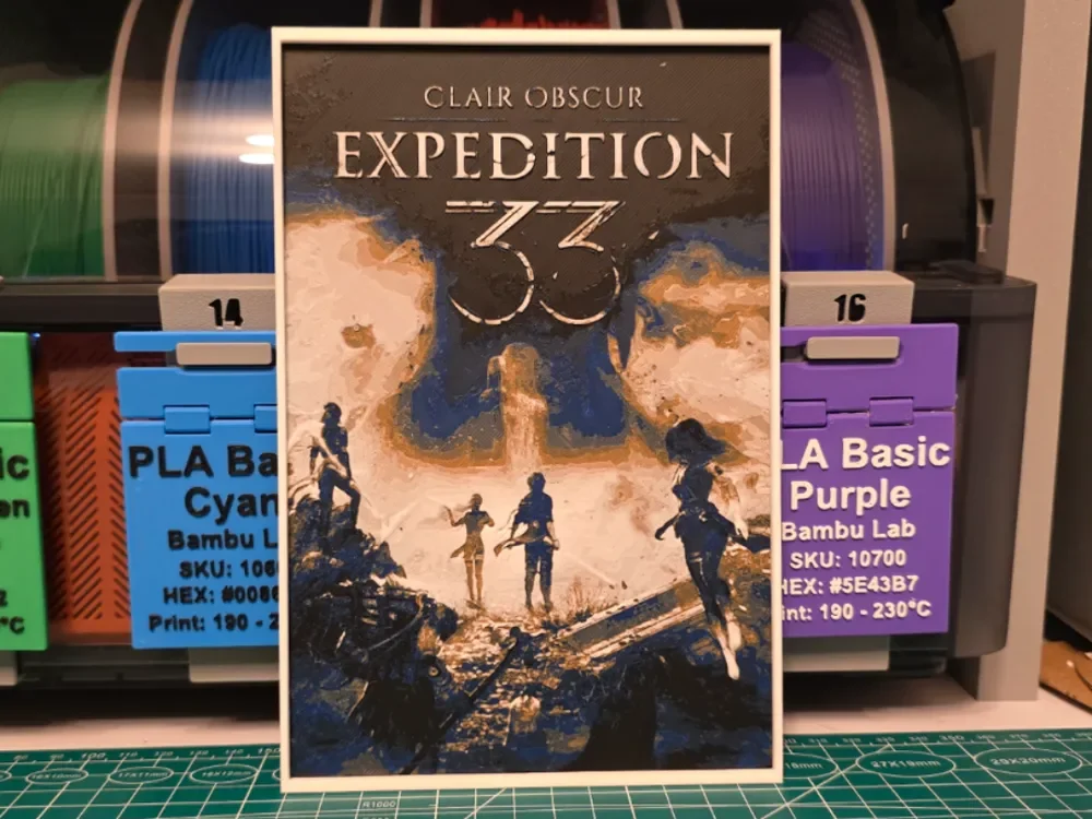Clair Obscur: Expedition 33 Poster - Hueforge Art by Lumpy3D HueForge model: Clair Obscur: Expedition 33 Poster - Hueforge Art by Lumpy3D