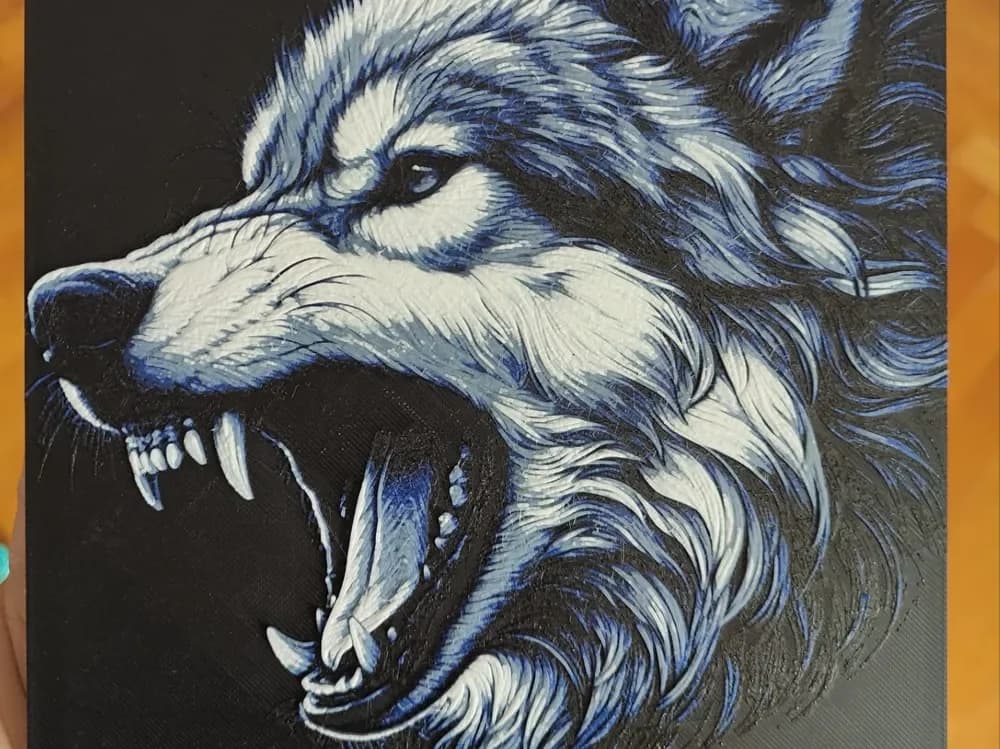 Ferocious Wolf in Blue - Hueforge by BeaN HueForge model: Ferocious Wolf in Blue - Hueforge by BeaN