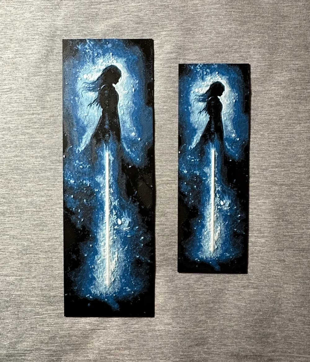 Female Jedi Blue Saber Hueforge Bookmark - 2 sizes by Hey Ben HueForge model: Female Jedi Blue Saber Hueforge Bookmark - 2 sizes by Hey Ben