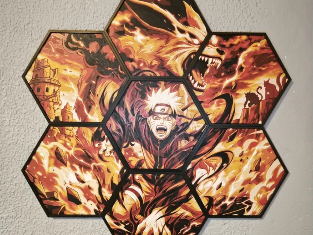 Naruto + Kurama Honeycomb Poster by JGz3DMaker HueForge model: Naruto + Kurama Honeycomb Poster by JGz3DMaker