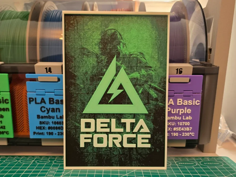 Delta Force Poster - Hueforge Art by Lumpy3D HueForge model: Delta Force Poster - Hueforge Art by Lumpy3D