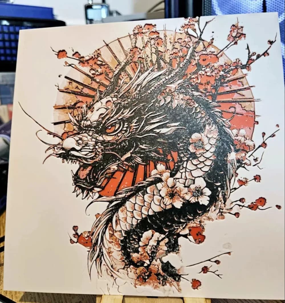 Japanese Dragon - 20cm x 20cm Hueforge 4 colours by 3dGlow HueForge model: Japanese Dragon - 20cm x 20cm Hueforge 4 colours by 3dGlow