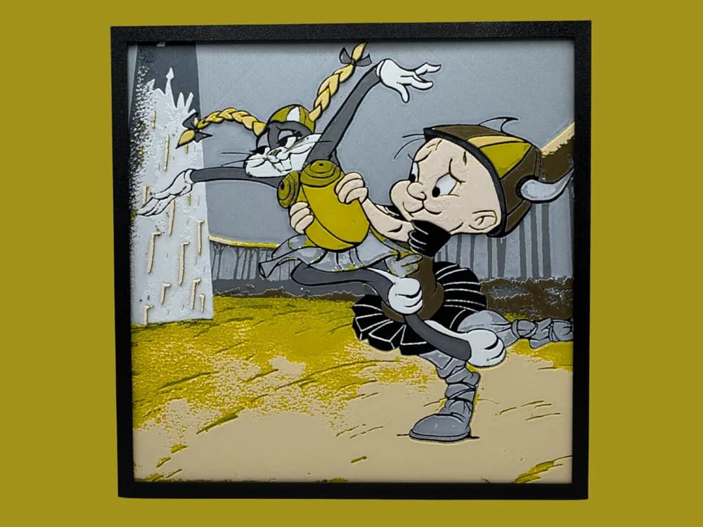Looney Tunes - Bugs Bunny & Elmer Fudd by Canadian Gamer HueForge model: Looney Tunes - Bugs Bunny & Elmer Fudd by Canadian Gamer