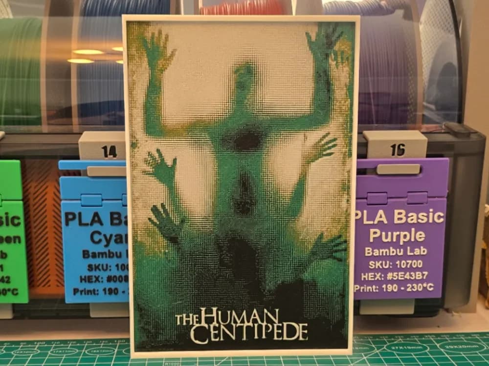 The Human Centipede Movie Poster - Hueforge Art by Lumpy3D HueForge model: The Human Centipede Movie Poster - Hueforge Art by Lumpy3D