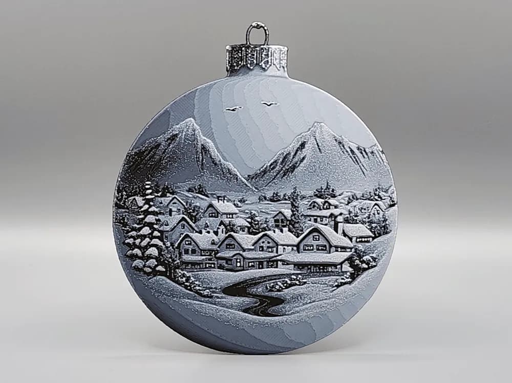 Winter Village Christmas Tree Decoration Ornament by Sarge HueForge model: Winter Village Christmas Tree Decoration Ornament by Sarge