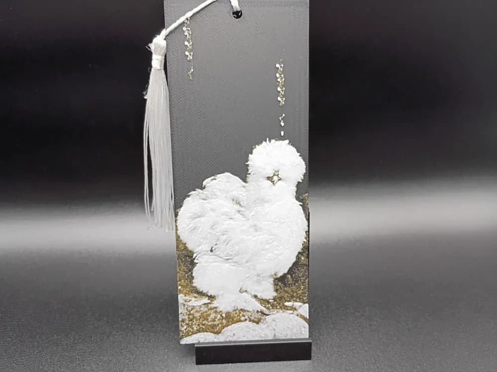 Silkie Chicken Bookmark by 3djd HueForge model: Silkie Chicken Bookmark by 3djd