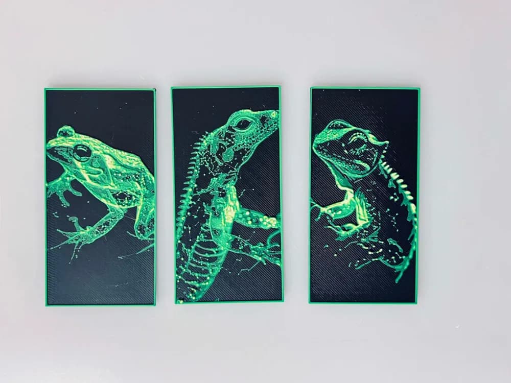Glow: Green Animals - Bookmark Set by 3djd HueForge model: Glow: Green Animals - Bookmark Set by 3djd