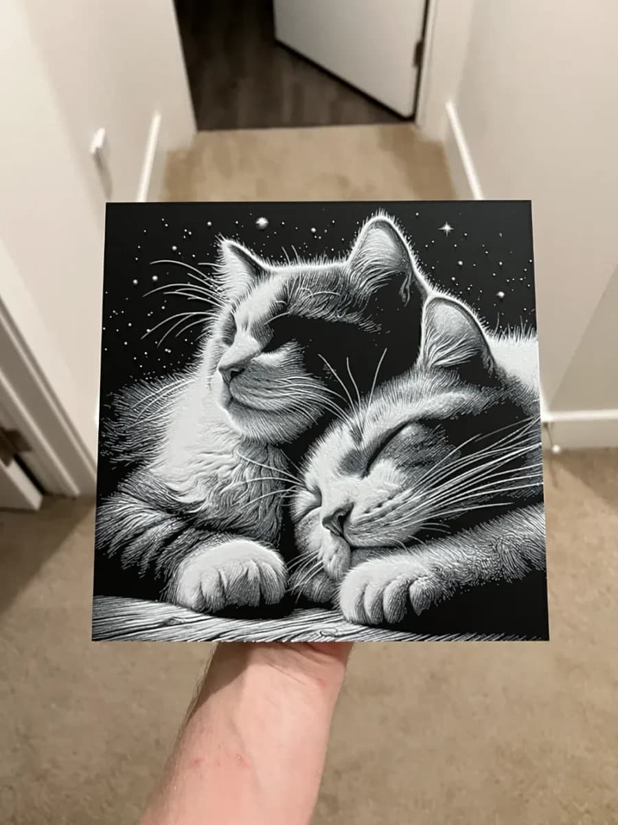 Cats Under Starlight Hueforge by RP47 Designs HueForge model: Cats Under Starlight Hueforge by RP47 Designs