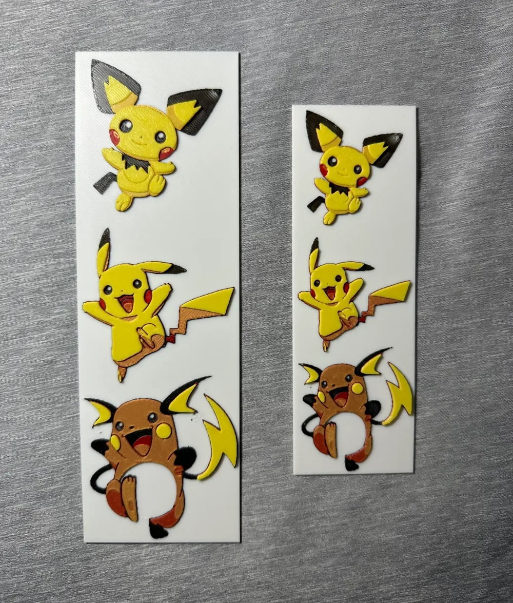 Pikachu Evolution Hueforge Bookmarks - 2 sizes by Hey Ben HueForge model: Pikachu Evolution Hueforge Bookmarks - 2 sizes by Hey Ben
