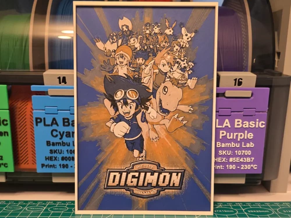 Digimon: Digital Monsters Poster – Hueforge Artwork by Lumpy3D HueForge model: Digimon: Digital Monsters Poster – Hueforge Artwork by Lumpy3D