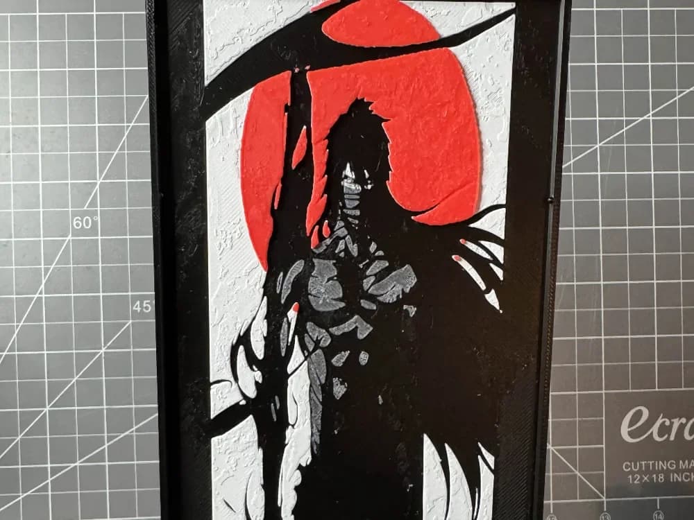 Hueforge of Ichigo Kurosaki Getsuga Tensho by SBC Creations HueForge model: Hueforge of Ichigo Kurosaki Getsuga Tensho by SBC Creations