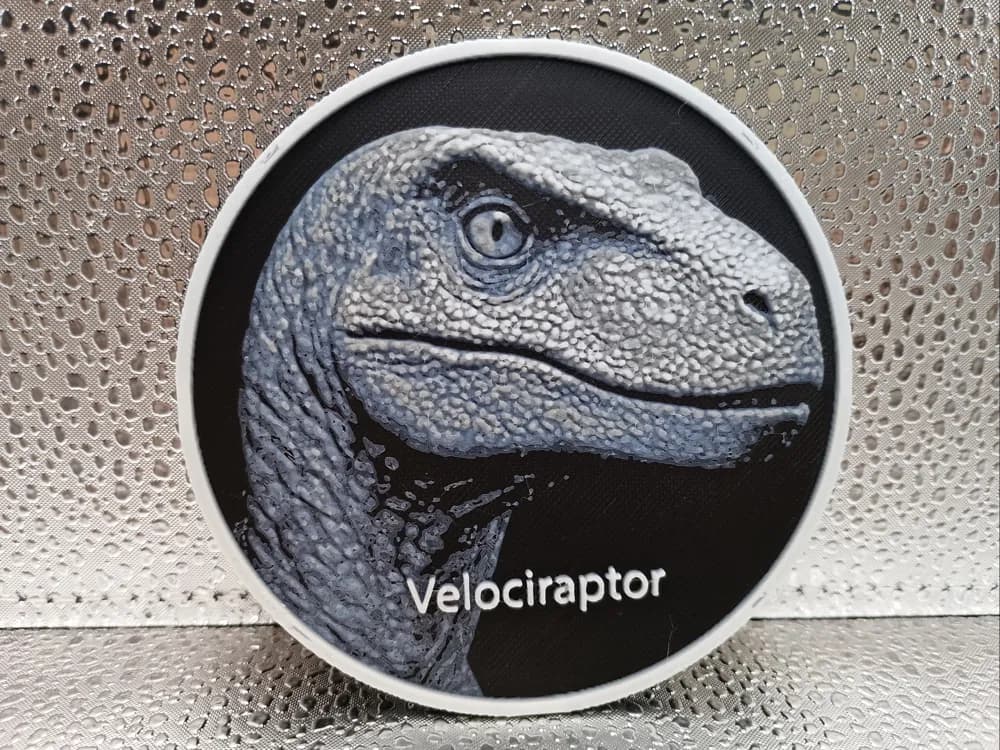 Velociraptor Coaster – Hueforge by Borishotch Industries HueForge model: Velociraptor Coaster – Hueforge by Borishotch Industries