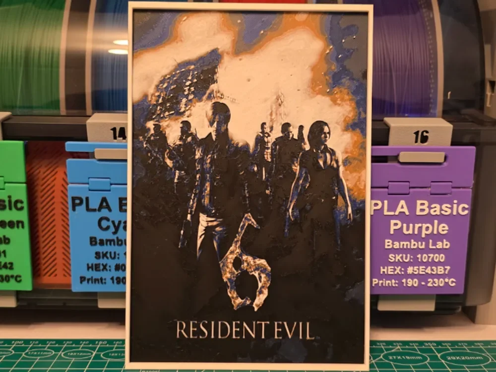 Resident Evil 6 Poster - Hueforge Art by Lumpy3D HueForge model: Resident Evil 6 Poster - Hueforge Art by Lumpy3D