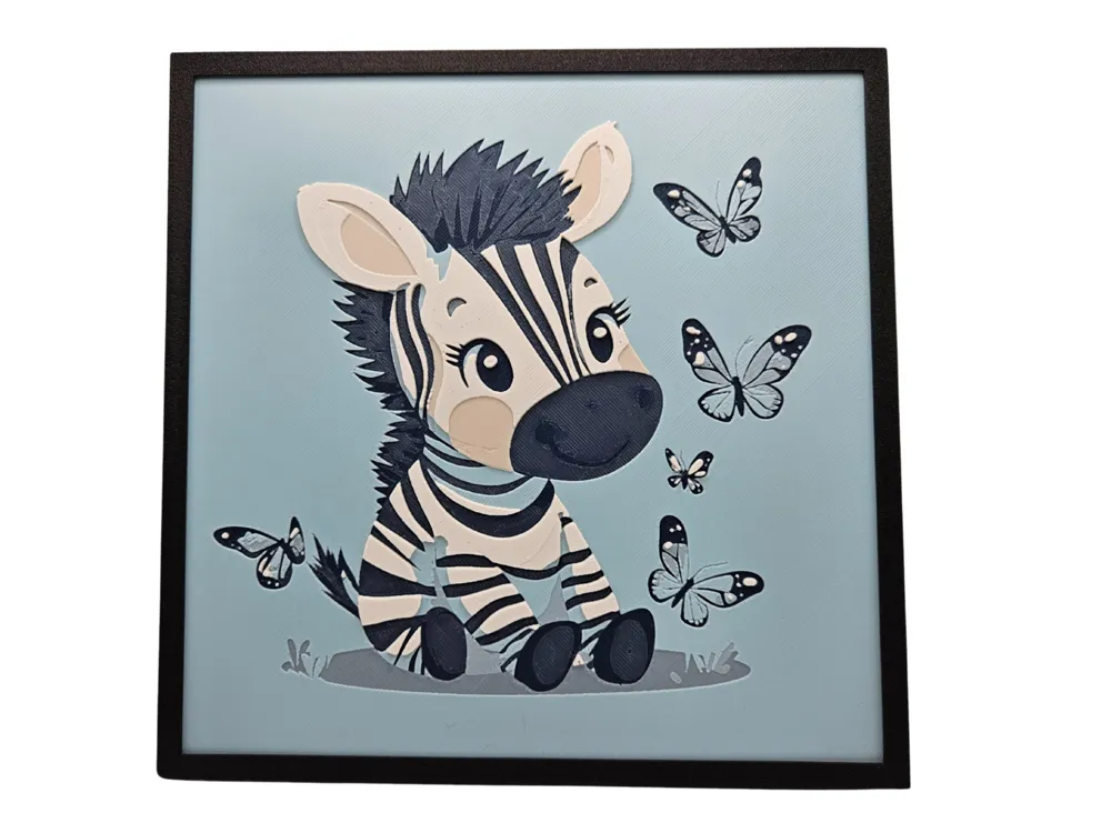 HueForge model: Zebra and Butterflies by BusyKikiBee