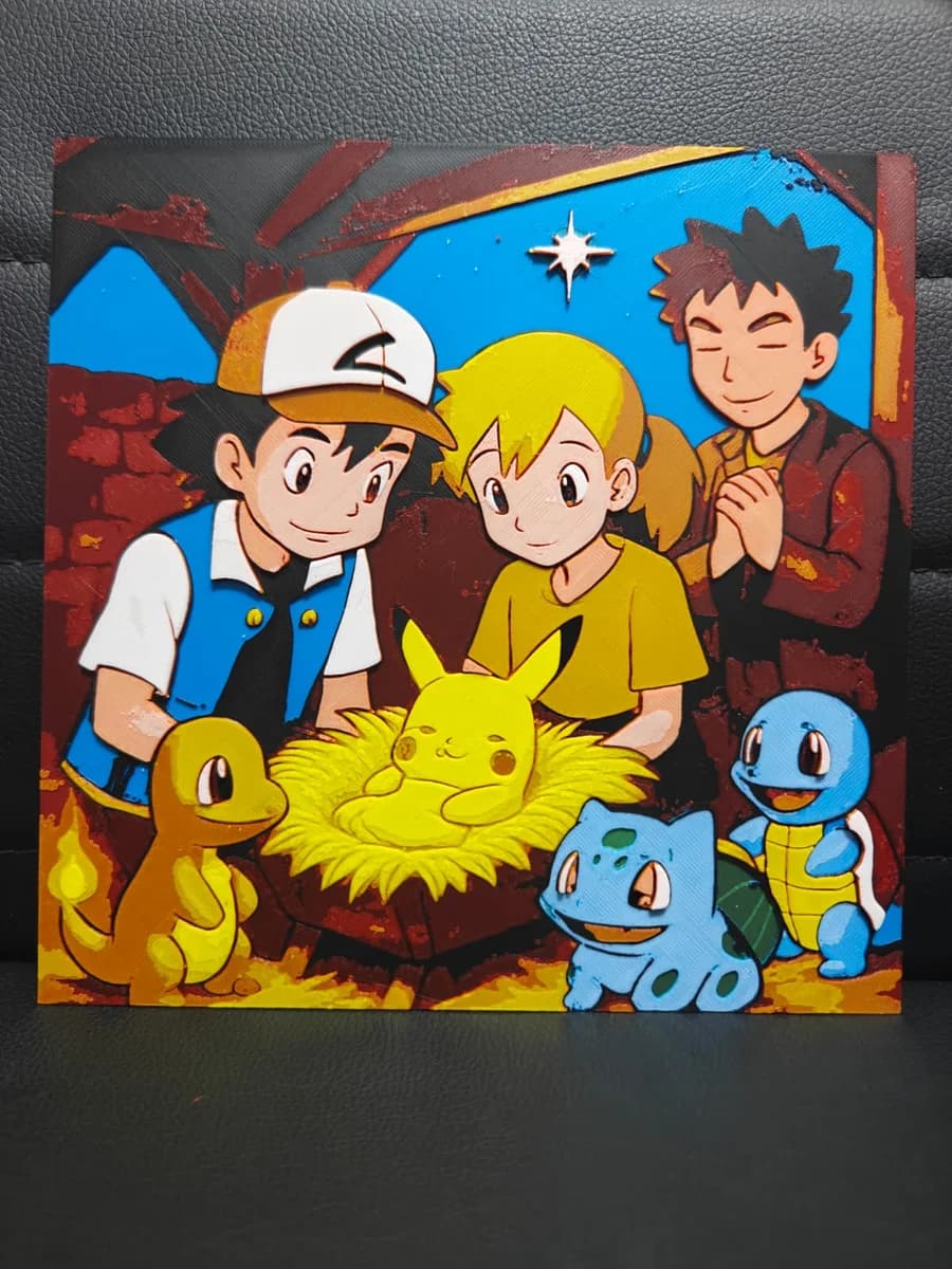 HueForge model: Nativity Scene Pokemon version by TheHueforgeLady