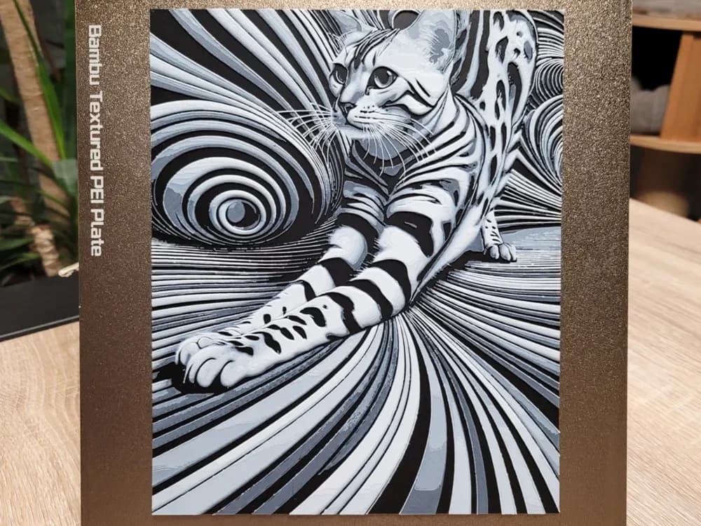 HueForge model: Abstract Cat - Hueforge - Black and White 191x235 by Vincent111