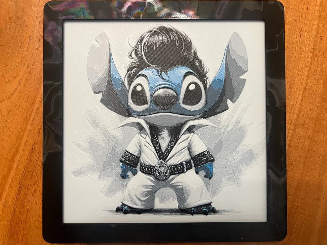 Stitch Dressed as Elvis by JustBe 3D Printing HueForge model: Stitch Dressed as Elvis by JustBe 3D Printing
