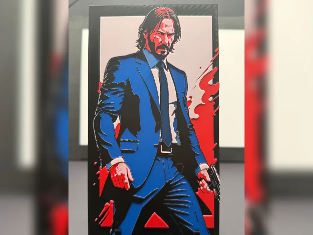 John Wick: Armed and Advancing Hueforge Print by Thadius HueForge model: John Wick: Armed and Advancing Hueforge Print by Thadius