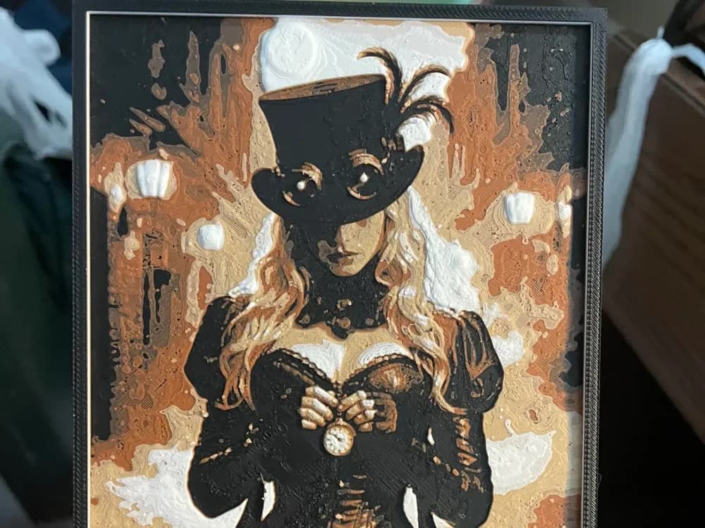 SteamPunk Woman with a Watch Hueforge by Advancedtechworldwide HueForge model: SteamPunk Woman with a Watch Hueforge by Advancedtechworldwide